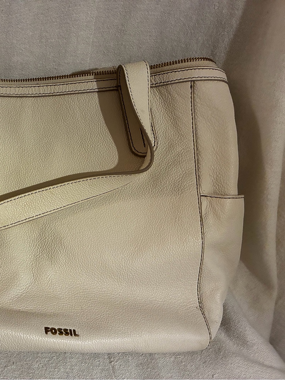 Fossil White Pebbled Leather Shopper’s Bag 12x10